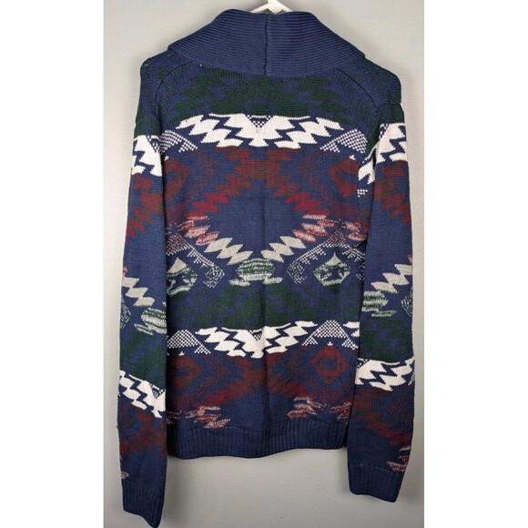 Adam Levine Cardigan Medium Aztec Southwestern Grandpa Button Up Sweater Pockets - Picture 2 of 11